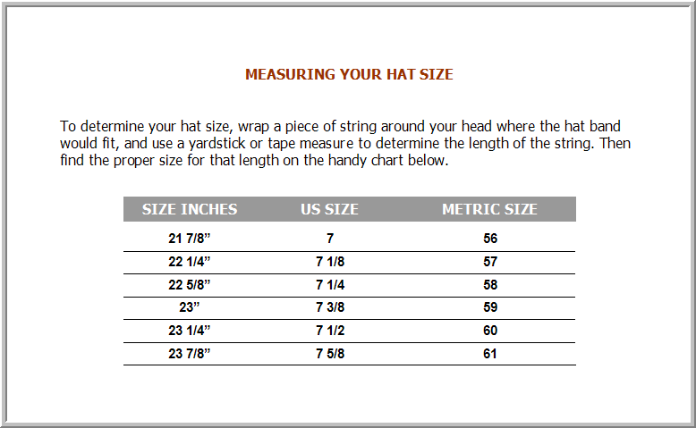 Marques Blog Hat Size Chart