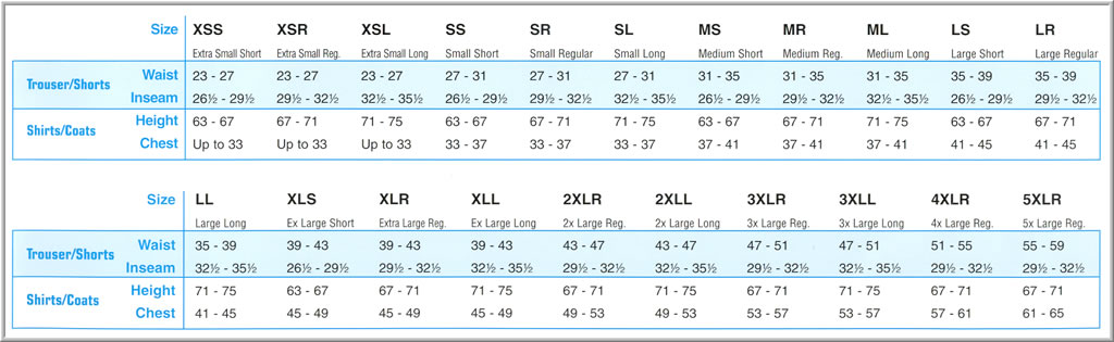 Tru Spec Bdu Size Chart