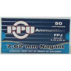 7.62 Nagant 98gr. FPJ, (50rds)