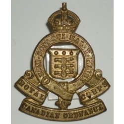 Royal Canadian Ordnance Corps WWII Brass Military Cap Badge 