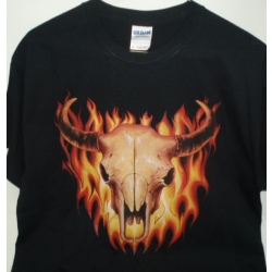 T-Shirt FLAMING BUFFALO SKULL