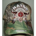 Ball Cap Native Pride, Camo Buffalo Skull